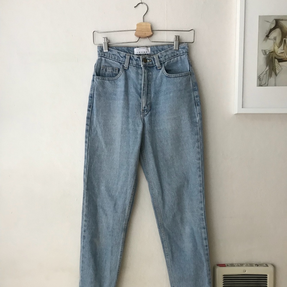 American Apparel high waisted light wash jeans